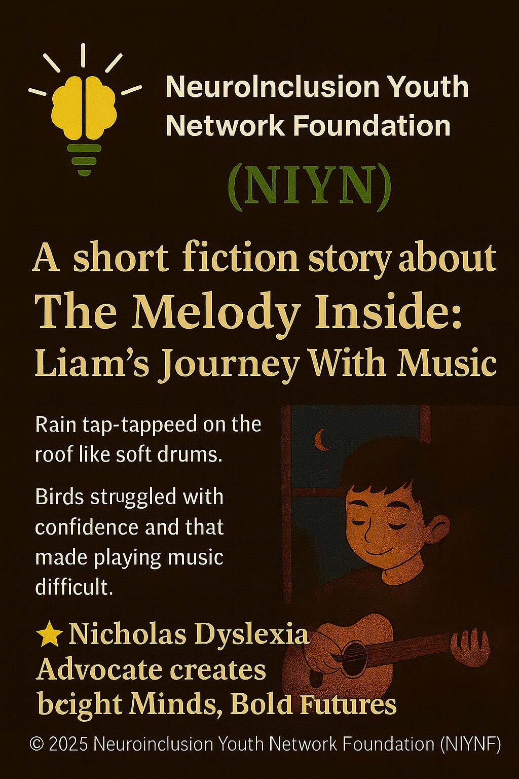 A short fiction story about The Melody Inside: Liam’s Journey With Music by Nicholas Dyslexic Advocate / Prince Autism Kenya