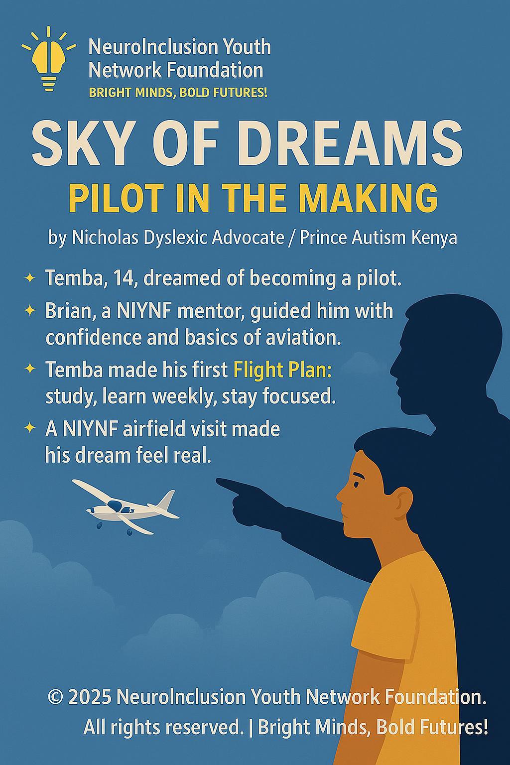 A short fiction story about Sky of Dreams The Story of A Pilot in the Making By Nicholas Dyslexic Advocate / Prince Autism Kenya